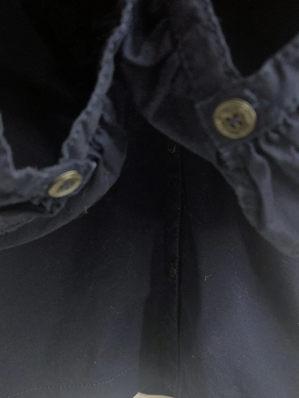 Staud‎ Blouse Blue Cotton V-Neck Button Front Puff Sleeve
